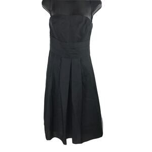 Ann Taylor Little Black Dress Silk Pleats Strapless Sheath Evening Formal Size 2